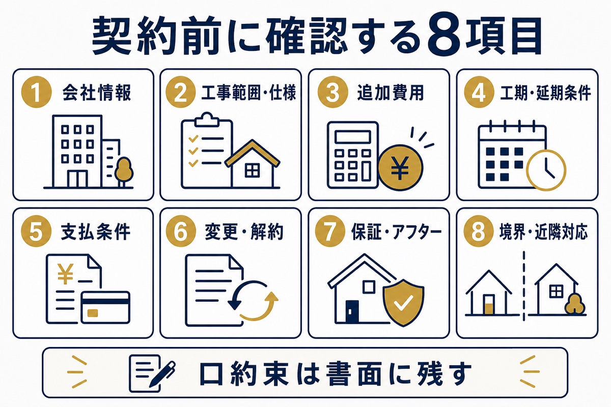 外構工事の契約前に確認する8項目のチェックリスト
