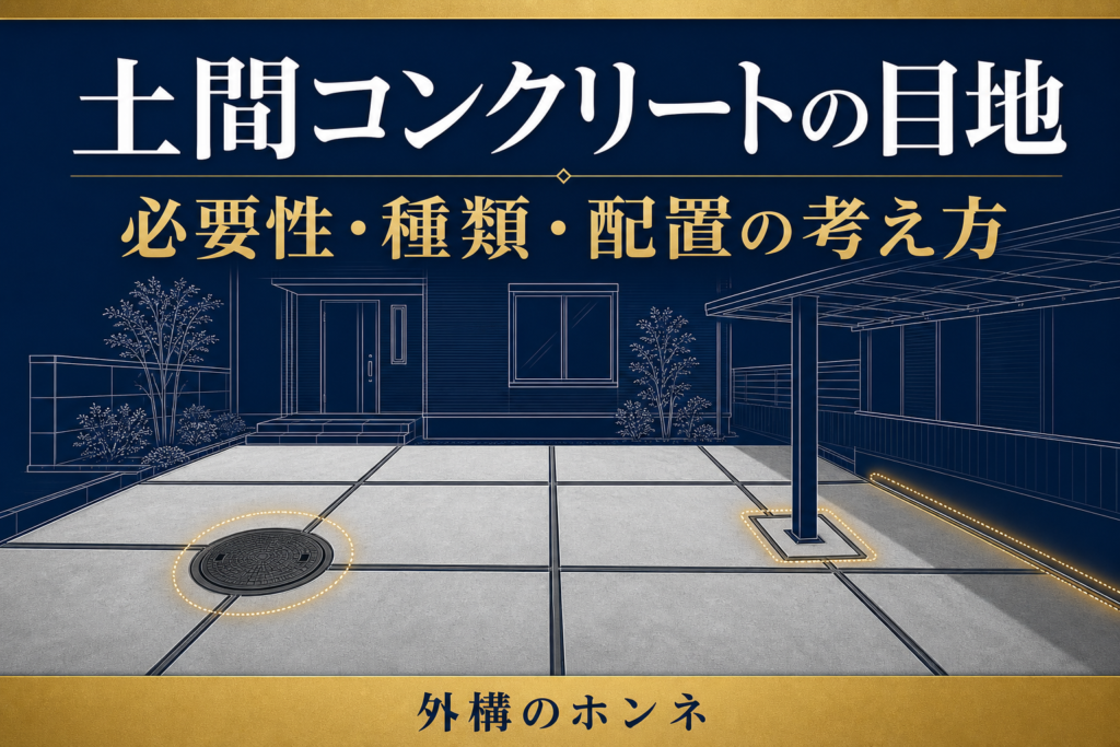 土間コンクリートの目地で駐車場を区画した配置図