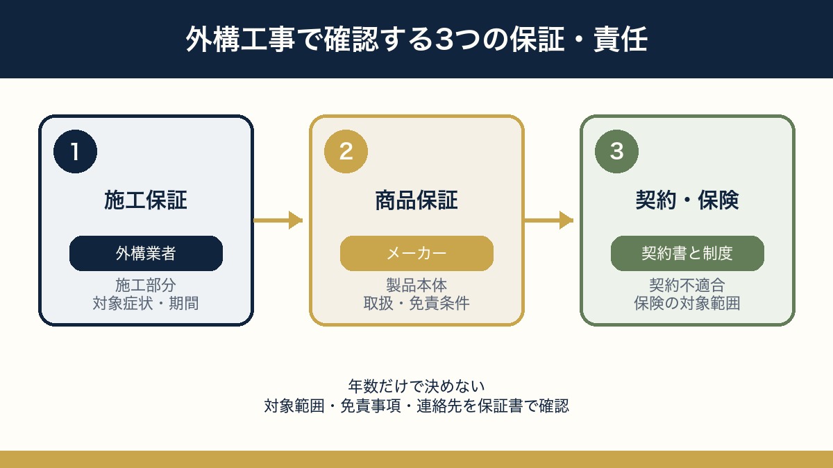 外構工事で確認する施工保証・商品保証・契約と保険