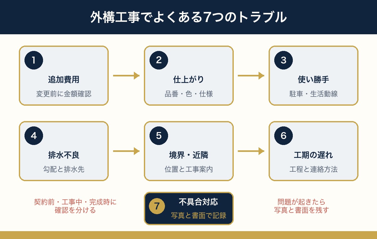 外構工事でよくある7つのトラブルと確認ポイント