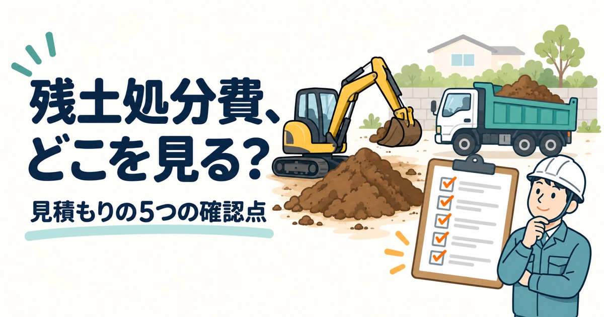 外構の残土処分費で確認する5つのポイントを示すアイキャッチ画像