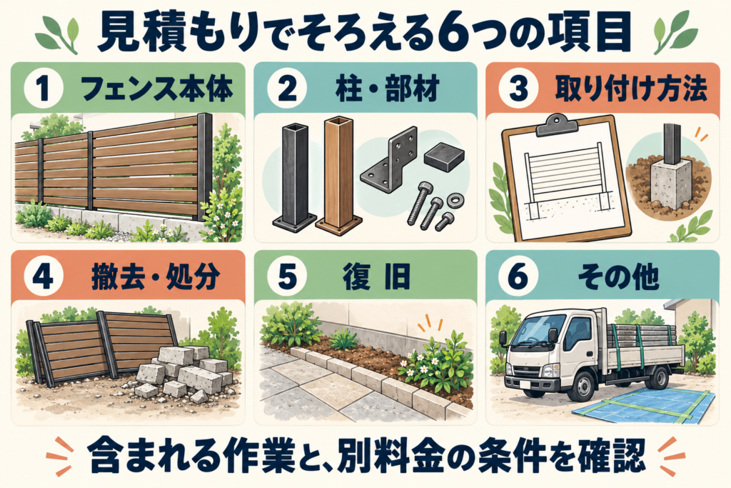 目隠しフェンスの見積もりでそろえる6つの項目